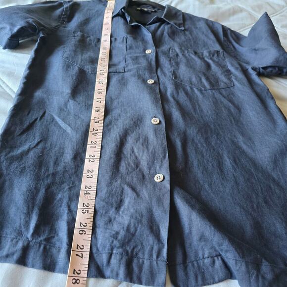 Ralph Lauren 100% Linen Button Down Shirt Navy 6 ResortWear Minimalist Preppy - Picture 5 of 5
